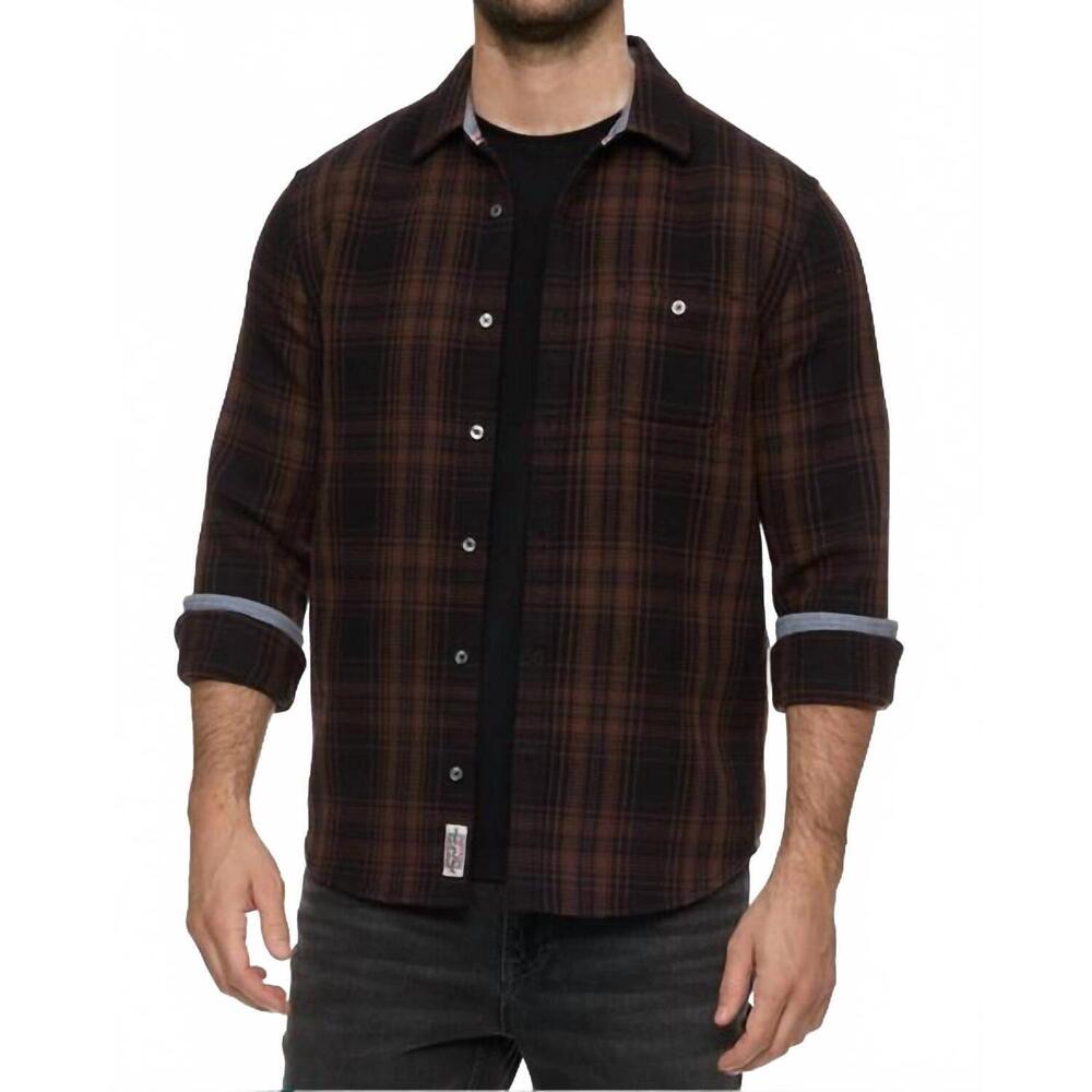 NEW FLAGS & ANTHEM westchester brushed waffle shirt jacket in brown black